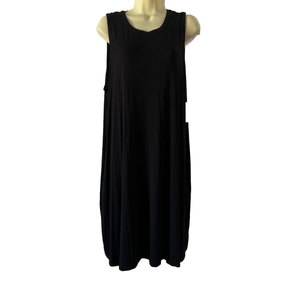 Time and Tru Black Sleeveless Knit Summer Dress Size XXL 20 T-Shirt Stretch - Picture 2 of 12